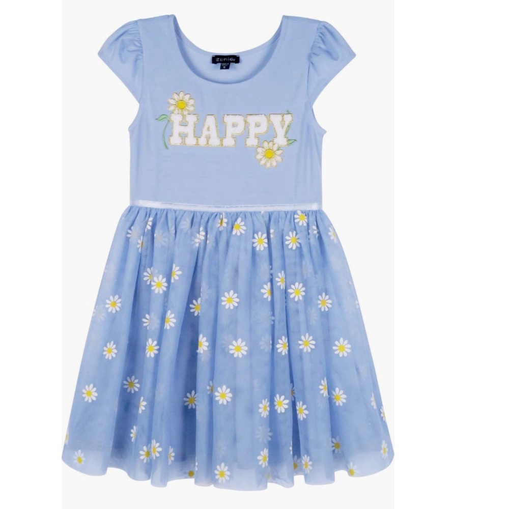 Zunie  Blue Tulle Happy Dress